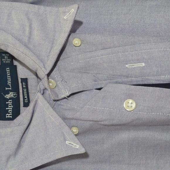 USED RALPH LAUREN CLASSIC FIT LONG SLEEVE BUTTON DOWN SHIRT 18 34/35 - Picture 4 of 10